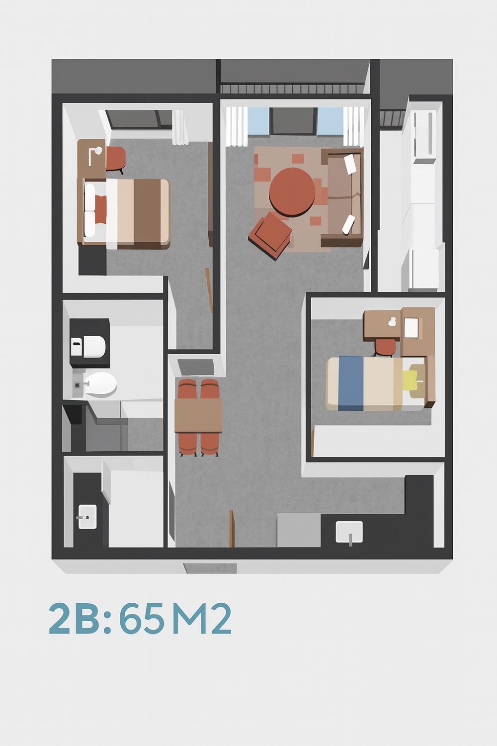 Số lượng căn hộ 2 phòng ngủ chiếm tỷ lệ cao nhất